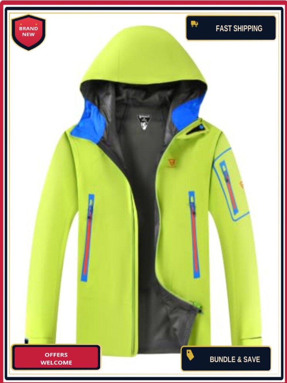Waterproof Hard Shell Hooded Jacket Windproof Ski Hiking Rain Coat Sealed